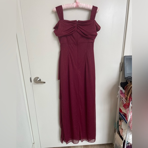 red alex evenings glitter off shoulder cowl neck formal dress💕 - Picture 5 of 6